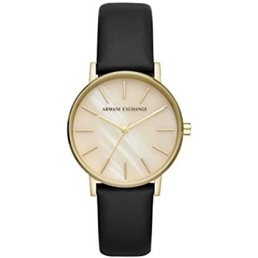 Armani Exchange Women's Stainless Steel Quartz Watch with Leather Strap