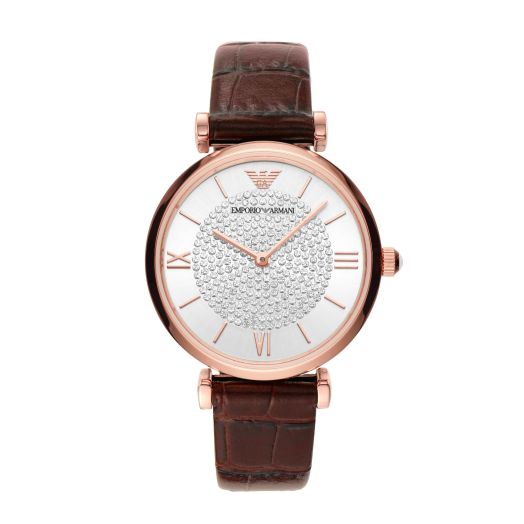 Emporio Armani Two-Hand Burgundy Leather Watch (Model: AR11269)
