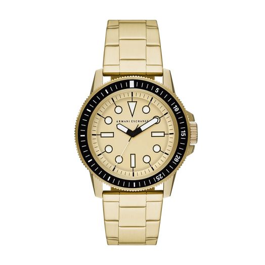 A|X ARMANI EXCHANGE Men's Quartz Watch with Stainless Steel Strap, Gold, 22 (Model: AX1854)