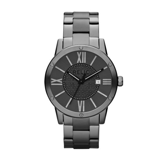 Relic by Fossil Men's Payton Three-Hand Date Gunmetal Gray Stainless Steel Bracelet Watch (Model: ZR11998)