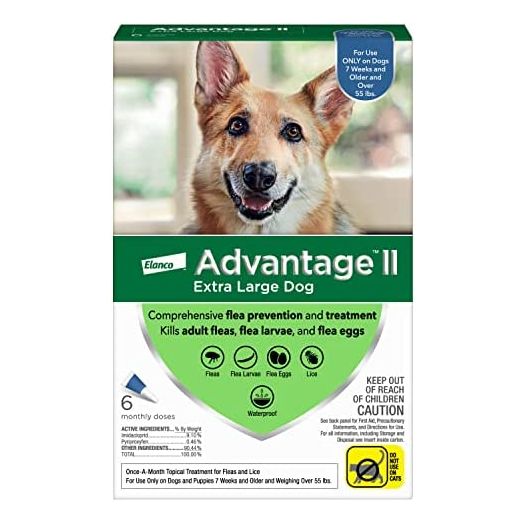 Advantage II Flea Prevention and Treatment for Extra-Large Dogs (Over 55 Pounds), 6 Pack