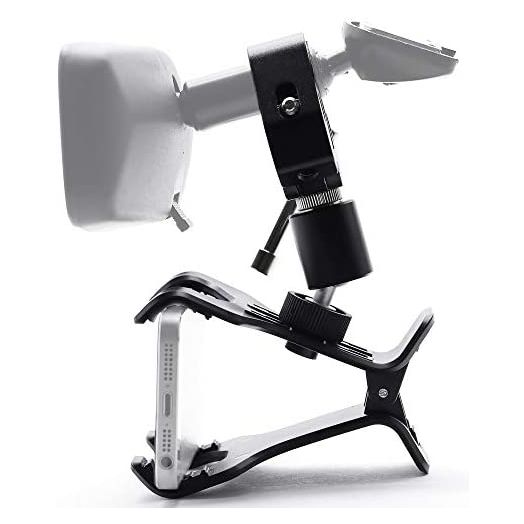 Clamptastick !- Universal Cell Phone Holder for mounting on Rearview Mirror Compatible with Mobile iOS Devices, Android Smartphone GPS and More. (Black - Version 1)