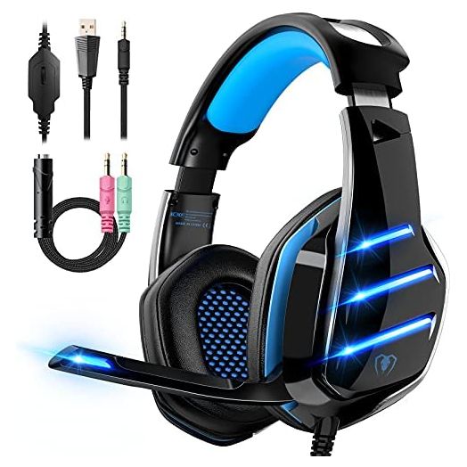 Gaming Headset for PS4 PS5 Xbox One PC Switch Laptop with 7.1 Surround Sound, Gaming Headphones with Noise Canceling Mic