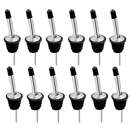 Liquor Pour Spouts Set, Stainless Steel bottle spout and Liquor Pourers Dust Caps Covers (24 Pack)