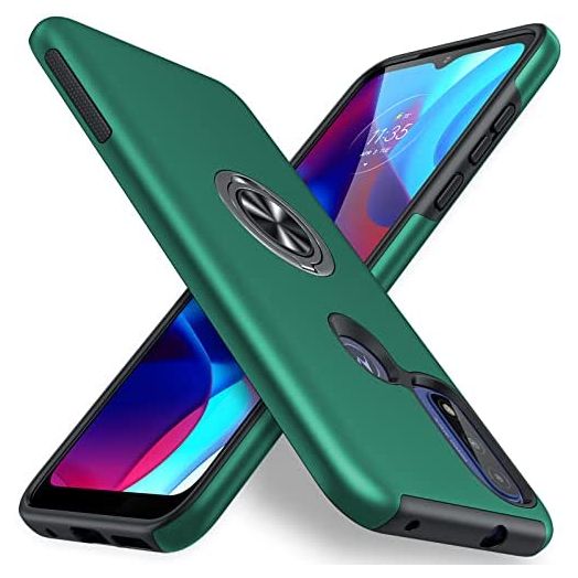 JAME for Moto G Pure Case, Moto G Power 2022 Case, Slim Shockproof Tough Rugged Protective Phone Cover with Metal Ring Kickstand for Motorola Moto G Pure, Moto G Power 2022, 6.5 Inch Green