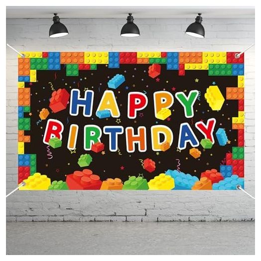 Building Blocks Party Decorations Colorful Blocks Birthday Backdrop Photography Children Kids Building Blocks Theme Party Supplies