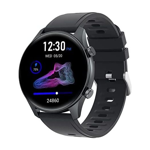 TouchElex Smart Watch 1.2" AMOLED Always-on Display for Android Phones and iOS Compatible iPhone Samsung Men Women Oxygen Heart Rate Monitor 3ATM Smartwatch Fitness Tracker Black