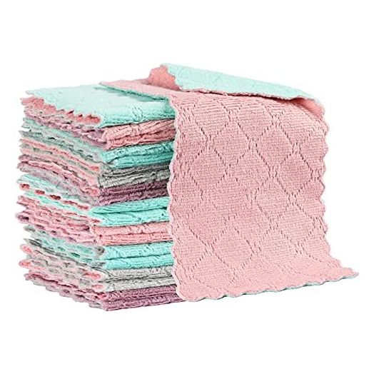 GADIEDIE Kitchen Cloth Dish Towels, Coral Fleece Cleaning Cloths (20 Pack)
