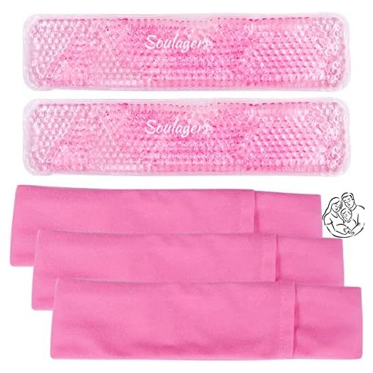Perineal Ice Packs for Postpartum, Perineal Cold Packs, Reusable Perineal Ice Packs for Postpartum and Hemorrhoid Pain Relief,Women After Pregnancy, Hemorrhoids(2 Pcs+3 Washable Sleeves/10X2.4in)