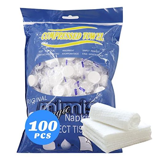 Mini Compressed Towel, Disposable Face Compressed Towels, Soft Compressed Hand Wipe, Portable Compressed Coin Tissue for Travel/Home/Outdoor Activities (100 Pieces) (#1)