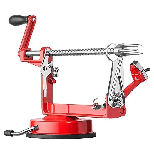 Apple Peeler Slicer Corer with Stainless Steel Blades and Powerful Suction Base for Apples Pears Potatoes(Red)