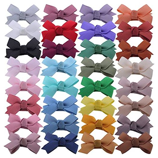 32 Colors Baby Hair Clips Toddler Tiny Hair Bow Snap Clips Infant Baby Girls Hairbow (Tiny Bow Snap Clips 32 Colors)