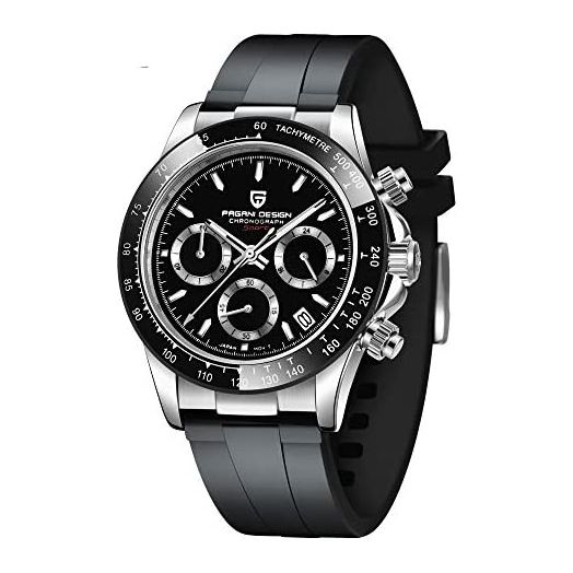 Pagani Design Men's Watches Japanese Movement Chronograph 40mm Sport Waterproof Stainless Steel Rubber Strap Sapphire Glass Wrist Watches for Men