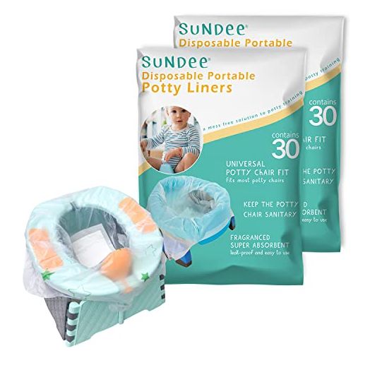 Potty Chair Liners, Portable Disposable Potty Liner Bags for Universal Potty Training Toilet Seat, Toddler Outdoors Travel Baby Toilet Liners - 60 Pack