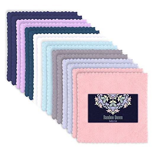 16 Count Premium Makeup Remover Cloths- Super Soft Not Wear Skin - 8×8 Inches - Reusable Makeup Remover Cloths - Highly Absorbent Microfiber Coral Velvet Face Towels by BAMBOO QUEEN