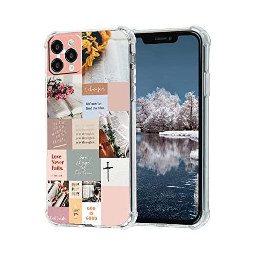 Christian Bible Collage Case for iPhone 11 Pro,Jesus Christian Positivity Motivational Quotes Case for Teen Man Women,Soft TPU Bumper Case Compatible for iPhone 11 Pro
