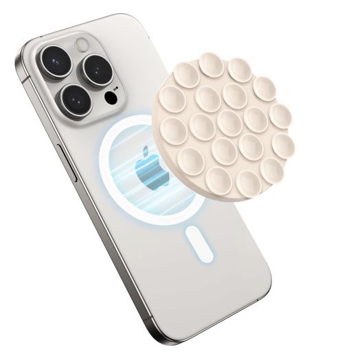 omee Magnetic Suction Cup Phone Mount, Silicone Suction Phone Case Stand for iPhone 15/14/13/12 Series, Mirror Shower Phone Holder, for TikTok Videos and Selfies, with Magnetic Patch