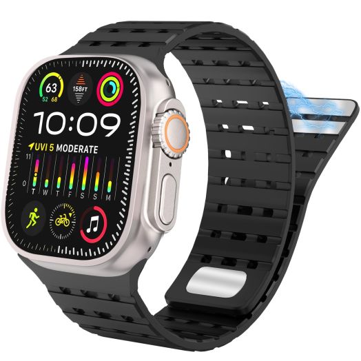 Magnetic Watch Sport Band - Compatible with Apple Watch Band 49mm 45mm 44mm 42mm Bands for Women Men, Sport Magnetic Silicone Strap for iWatch SE SE2& Series 9/8/7/6/5/4 Ultra 2/Ultra