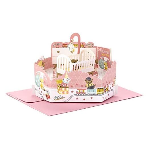 Hallmark Paper Wonder Pop Up Baby Shower Card for Baby Girl (Nursery)