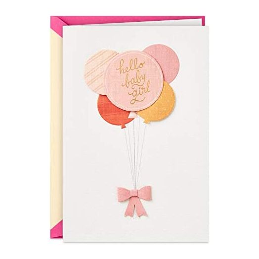 Hallmark Signature Baby Shower Card for Baby Girl (Balloons)