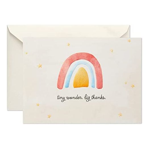 Hallmark Pack of Baby Shower Thank You Cards, Watercolor Rainbow (40 Cards and Envelopes)