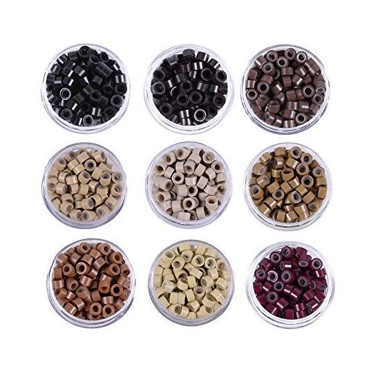 1000pcs Silicone Lined Micro Links Rings Beads Hair Feather Extensions 5.0x3.0x3.0 mm Hair Beads (Black)
