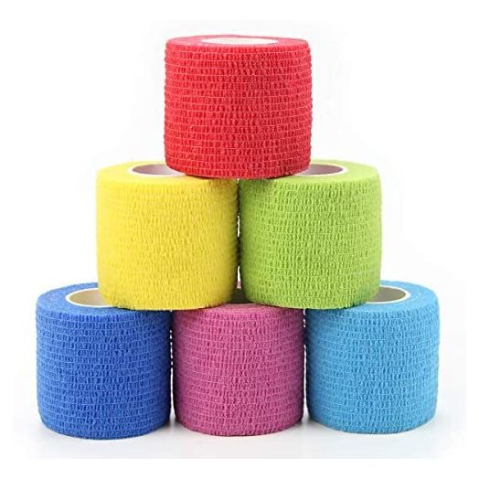 MUEUSS Vet Wrap Pet First Aid Tape Self Adherent Cohesive Bandage for Dogs Cats Horses Breathable Non-Woven Elastic Self Adhesive Sport Tape for Knee Ankle (2inches 6rolls Mix Solid)