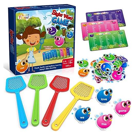 SpringFlower Sight Word Game, Sight Word Educational Toy for Age of 3,4,5,6 Year Old Kids, Boys & Girls,Homeschool,Visual, Tactile and Auditory Learning, 120 Pieces