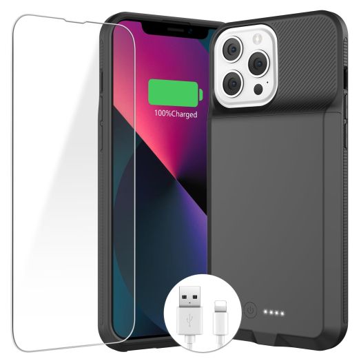 Battery Case for iPhone 13/13 Pro/14/14 Pro, 2024 Upgraded 7000mAh Portable Extended Charger Case Cover for iPhone 13/13 Pro/14/14 Pro Charging Case (6.1 inch),Black