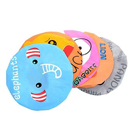 Aysekone 5 Pieces Cartoon Animals Waterproof Elastic PEVA Shower Caps Bath Caps Bathing Bathroom Hats Bathroom Accessories for Women and Girls