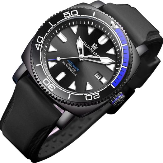 GUANHAO Square Automatic Mechanical Watch: Sports, Fashion, Business, Luxury - 30M Water Resistance, Rotating Bezel, Luminous Hands