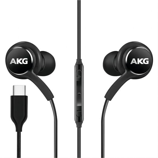 2024 Earbuds Stereo in-Ear Headphones for Samsung Galaxy S24 S23 S22 S21 S20, Note 10, 10+ - Designed by AKG - with Microphone and Volume Remote Type-C Connector-Black