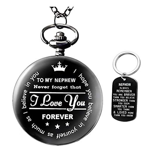 to My Nephew Pocket Watch Gifts for Nephew Best Gifts for Him Birthday Gifts from Uncle Untie Graduation Gifts for Nephew,Engraved Pocket Watch with Box for
