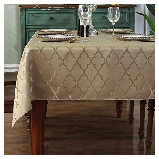 SASTYBALE Jacquard Tablecloth, Flower Pattern, Spill & Wrinkle Resistant