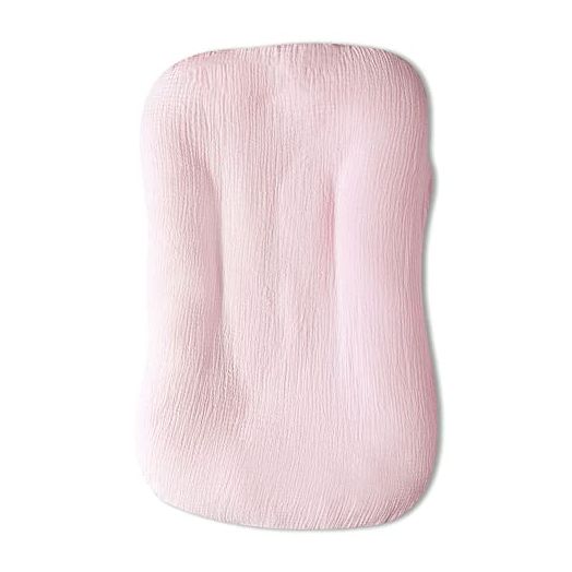 Muslin Baby Lounger Cover Soft Organic Cotton Slipcover Fits Newborn Lounger for Baby Boys and Girls (Pink)