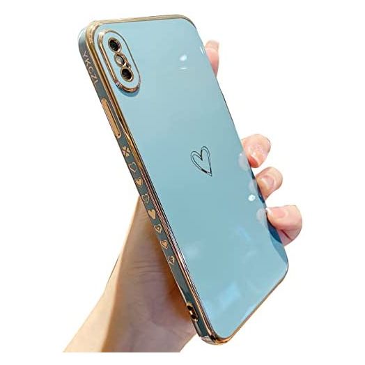 YKCZL Compatible with iPhone Xs Max Case Cute, Luxury Plating Edge Bumper Case with Full Camera Lens Protection Cover for iPhone Xs Max for Women Girl(Lavender Grey)