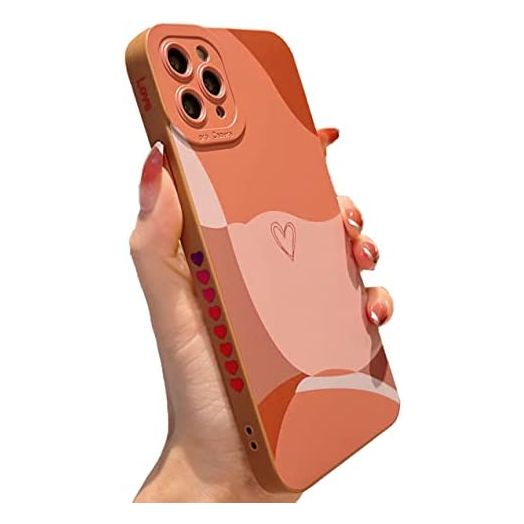 YKCZL Compatible with iPhone 11 Pro Max Case 6.5",with Cute Heart Multi-Colored Painting Art Patterns,Slim Full Camera Lens Protective Soft Phone Case for Girls Women(Brown)