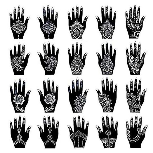 XMASIR Henna Tattoo Stencil Kit/Temporary Tattoo Template Set of 20 Sheets