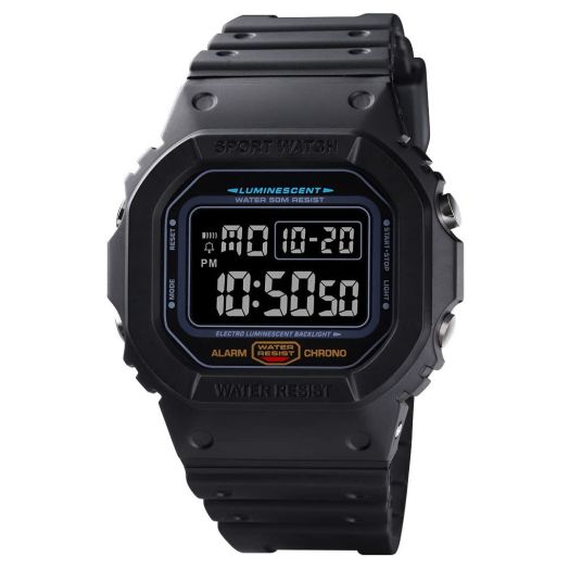 HUNRUY Men's Sports Quartz Watch with Resin Strap 50M Waterproof (Black)