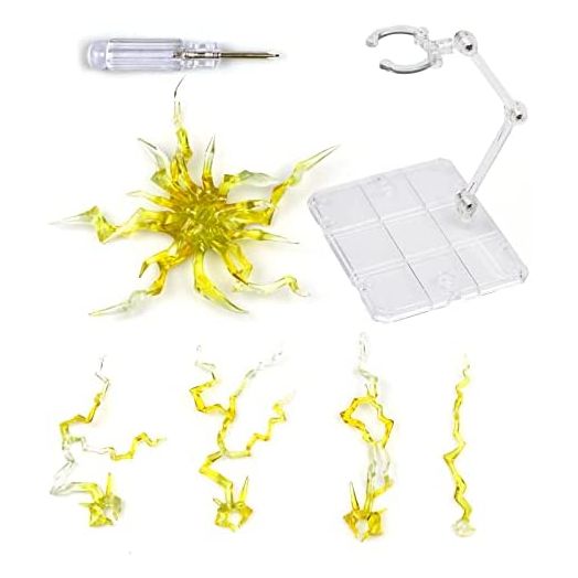 Linhoo Action Figure Stand, Figure Display Lightning Effects Compatible with HG RG SD SHF Gundam Stand 1/144 with Screwdriver