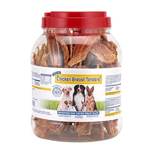 PCI Pet Center Inc. Chicken Breast Tenders Raw Dehydrated Chicken Breast Fillets Dog Treats, 2 Pound Container