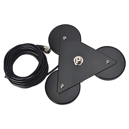 HYS Heavy Duty Mobile Car/Truck SO-239 8.8inch Triangle Magnet Mount Base W/5M(16.4ft) RG58 Coaxial Cable PL-259 Plug
