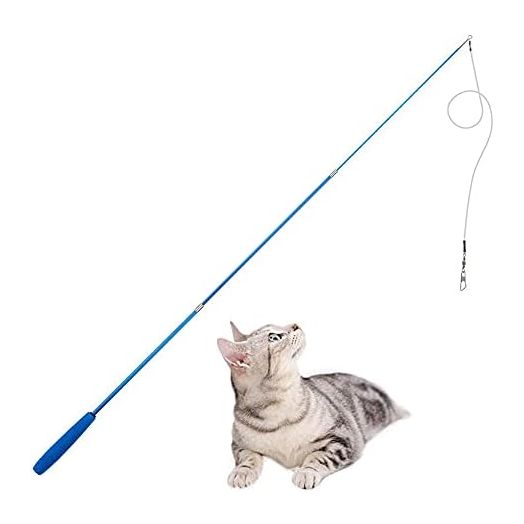 Retractable Cat Wand, Interactive Catcher Teaser Cat Toy 3-Section Teaser Cat Wand Fishing Pole Toy Exerciser for Cat and Kitten (Not Include Replacement)