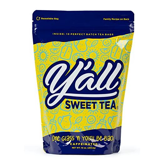 Y'all Sweet Tea, Resealable Batch Tea Bags, One Gallon Size (Caffeinated) (Pack of 10)