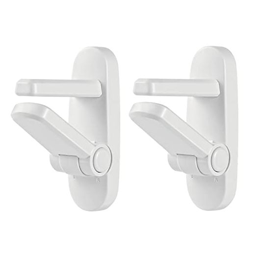 RENAISSANT 2 Pack - Childproof Door Lever Lock, Prevents Toddlers from Opening Doors, Easy One Hand Operation Door Locks for Kids Safety, ABS with Damage-Free 3M Adhesive Child Safety Door Handle Lock