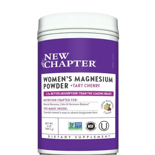 NewChapter Womens Magnesium Powder + Tart Cherry, Natural Lemon Raspberry Flavor - 6 oz (169.5 Grams)
