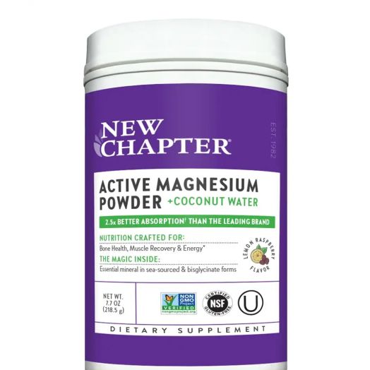 NewChapter Active Magnesium Powder + Coconut Water, Natural Lemon Raspberry Flavor - 7.7 oz (218.5 Grams)