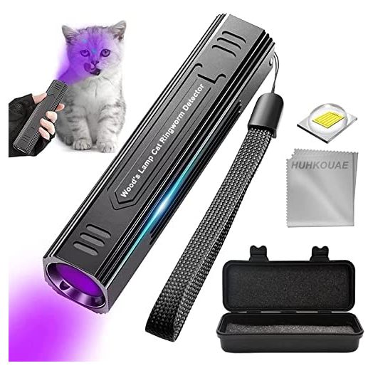Wood's Lamp pet cat, dog Wood's Black light Flashlight cat Ringworm Detector,Doctor Pet Urine Detector,for Analyzing Skin Dog Cat Care Bed Bug Inspect.
