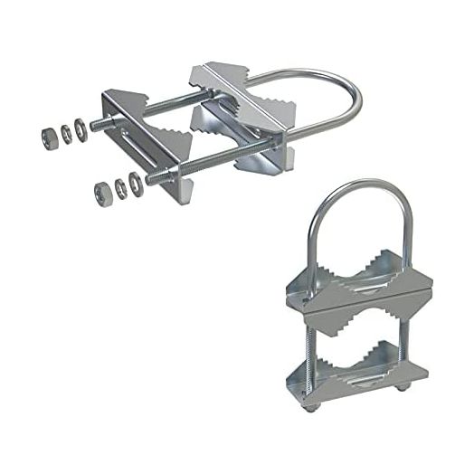 Aimeboost 2 PCS Stainless Steel Antenna Mount Clamp U-Bolt Mounting Hardware Antenna Mast Clamp V Jaw Bracket Accessories for TV CB Ham Outside Home Antenna Double Pipe-Mounting