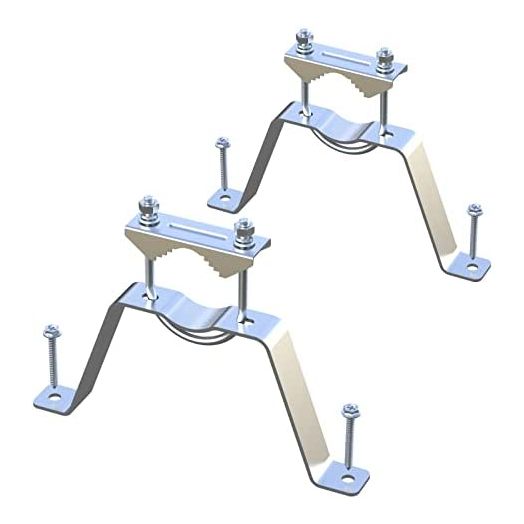Aimeboost 2 PCS Stainless Steel Antenna Mount Double Heavy-Duty Wall Mount Antenna Mast Clamp V Jaw Bracket Accessories Kit [ Without The Pole ] for TV CB Ham Outside Home